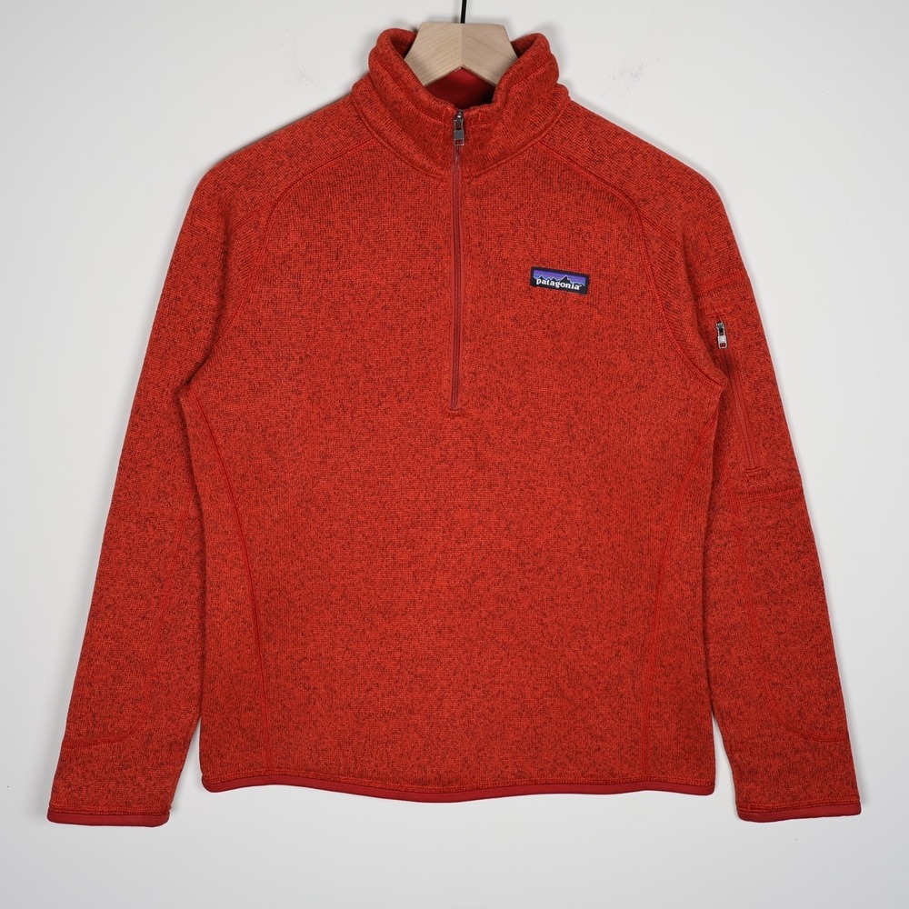 Patagonia Women's Better Sweater 1/4 Zip Fleece‎ Pullover Red Small 19.5x23